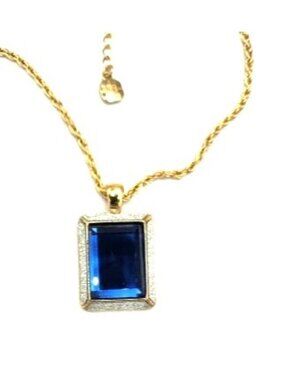 MONET - Faux Sapphire Pendant With Crystal Accents